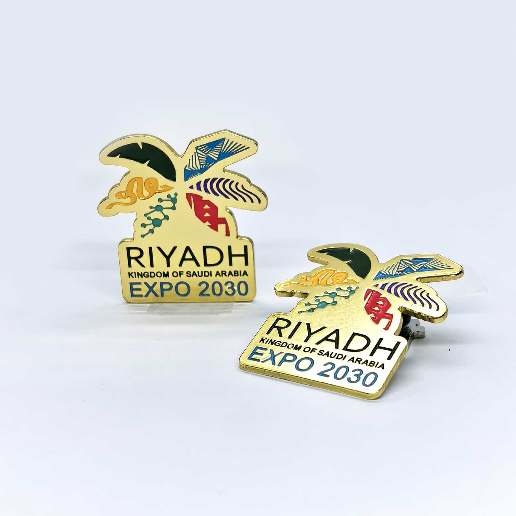 2030年沙特阿拉伯利雅得世博会纪念品金色徽章价格-定制-设计-生产-制作-批发-工厂